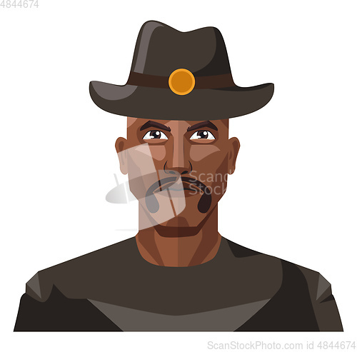 Image of Guy with mustaches wearing a hat illustration vector on white ba