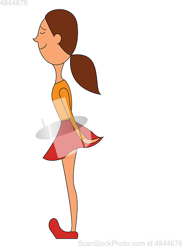 Image of Brunette wearing short skirt 