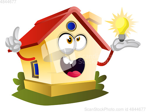 Image of House is having an idea, illustration, vector on white backgroun