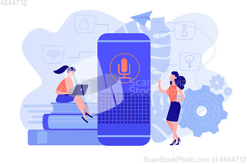 Image of Smart home hub and home assistant concept vector illustration.