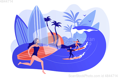 Image of Surfing school concept vector illustration.