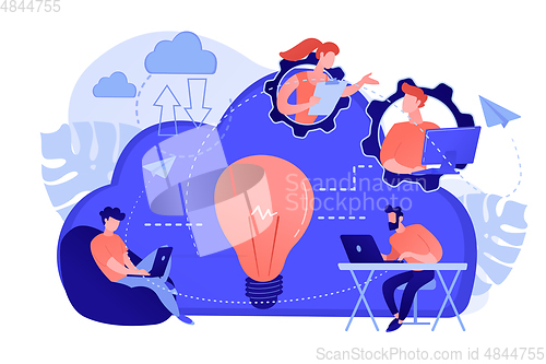 Image of Cloud collaboration concept vector illustration.