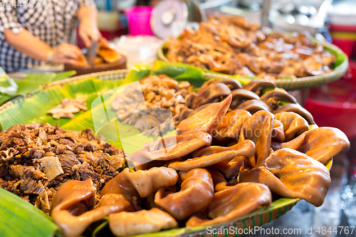 Image of Cooked pork selling in wet market