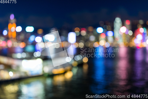 Image of Blur view of Hong Kong landmark at night