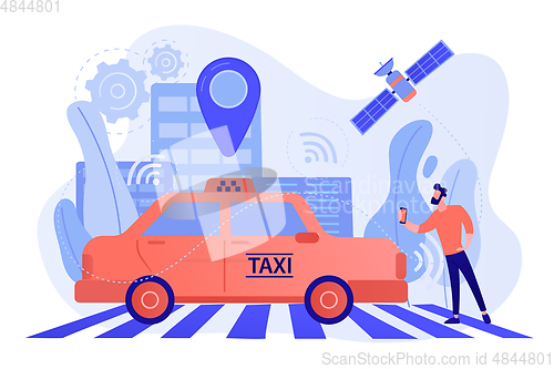 Image of Autonomous taxi concept vector illustration.
