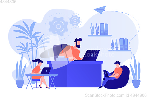 Image of Biophilic design in workspace concept vector illustration.