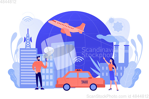 Image of Global internet of things smart city concept vector illustration