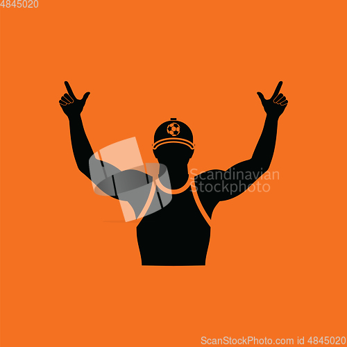 Image of Football fan with hands up icon