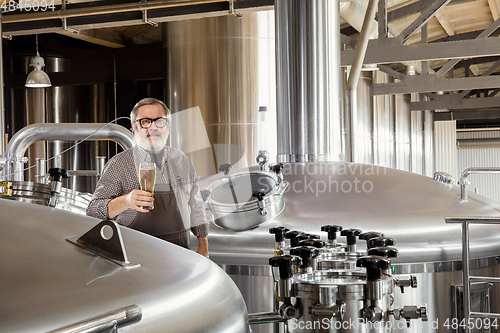 Image of Professional brewer on his own craft alcohol production