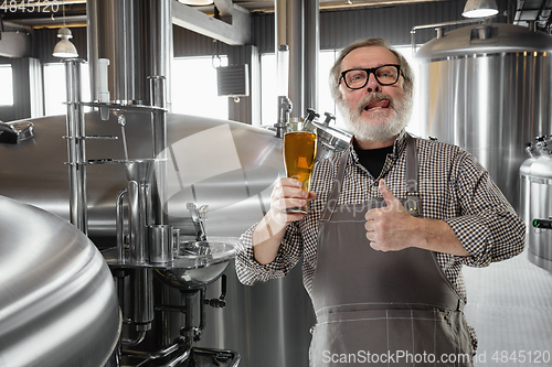 Image of Professional brewer on his own craft alcohol production