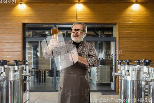 Image of Professional brewer on his own craft alcohol production