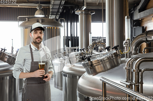 Image of Professional brewer on his own craft alcohol production