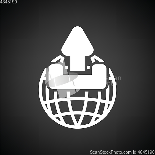 Image of Globe with upload symbol icon