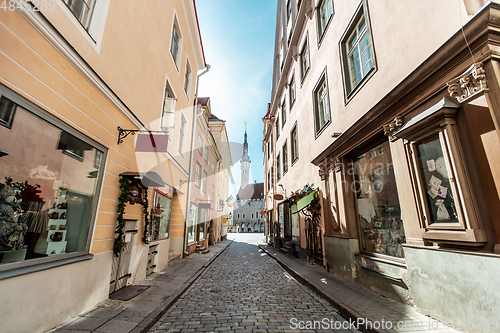 Image of Tallinn old city street going to town hall square