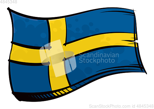 Image of Painted Sweden flag waving in wind