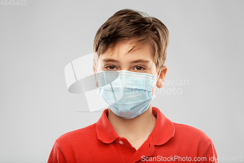 Image of boy in protective medical mask