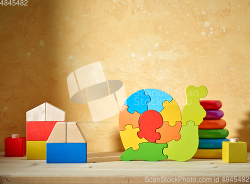 Image of colorful wooden toys