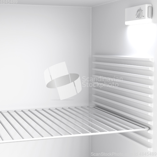 Image of Empty minibar refrigerator inside