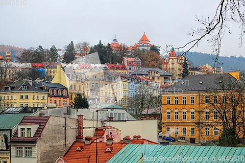 Image of Cityscape of Karlovy Vary in the late autumn time, Czech Republi