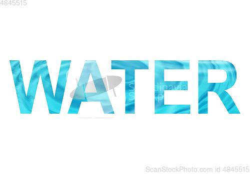 Image of Word WATER with blue abstract water pattern