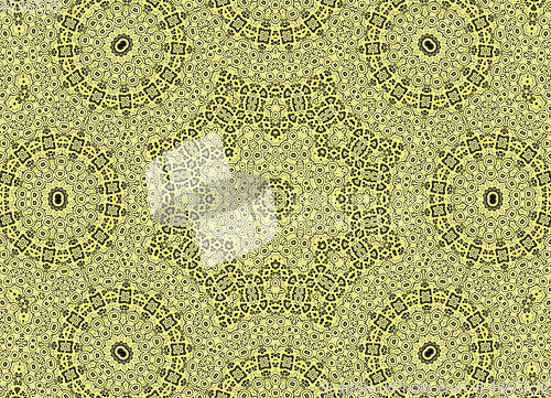 Image of Black background with white graphics and yellow green pattern