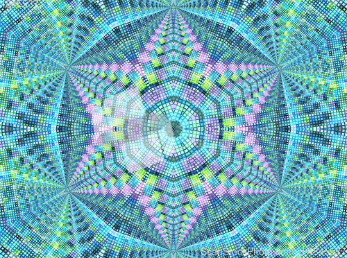 Image of Bright background with concentric mosaic pattern