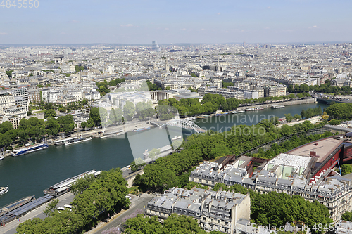 Image of Beautiful aerial view from Eiffel Tower on Paris