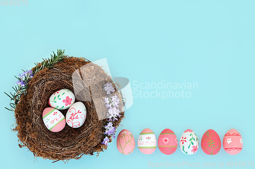 Image of Easter Eggs in a Birds Nest Abstract Design 