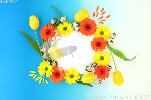 Image of Spring Flower and Quail Egg Abstract Frame Background