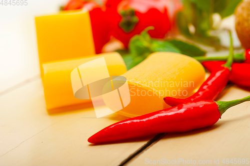 Image of Italian pasta paccheri with tomato mint and chili pepper