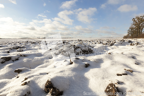 Image of plowed field under snow