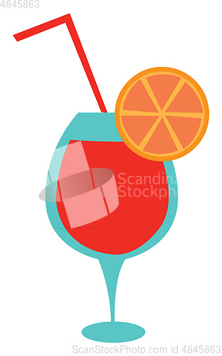 Image of Clipart of elegant party glassware filled with the red cocktail 