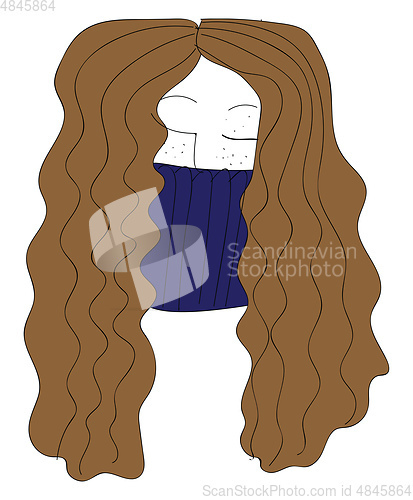 Image of Long haired girl with a scarf illustration vector on white backg