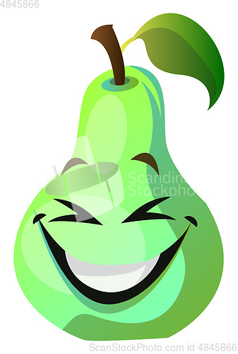 Image of Green pear cartoon face laughing illustration vector on white ba