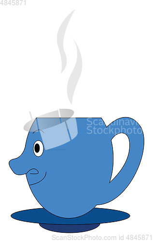 Image of Emoji of a blue coffee cup viewed from the side vector or color 