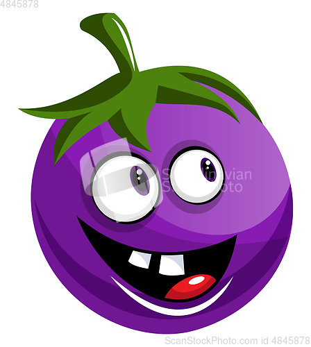 Image of Cheerful brinjal illustration vector on white background