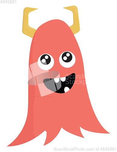 Image of A pink monster with yellow horns vector or color illustration