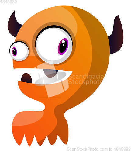 Image of Orange monster with horns illustration vector on white backgroun