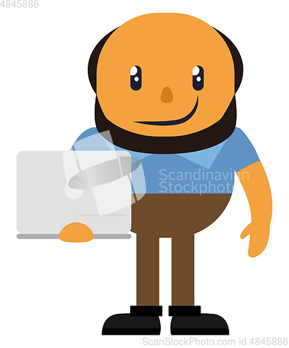 Image of Man with laptop, illustration, vector on white background.