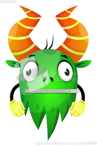 Image of Cartoon monster left speechless, illustration, vector on white b