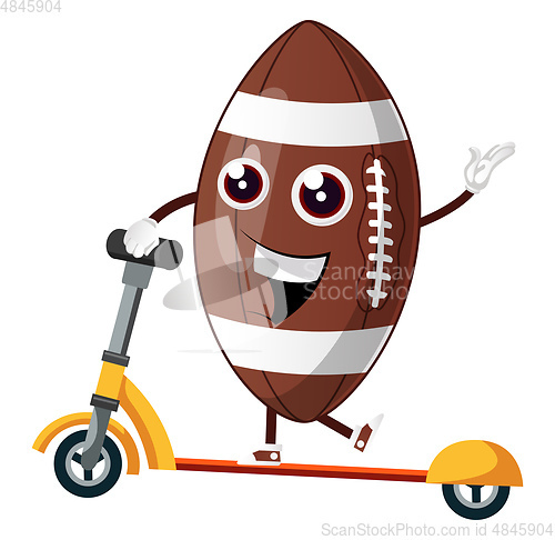 Image of Rugby ball on a scooter, illustration, vector on white backgroun