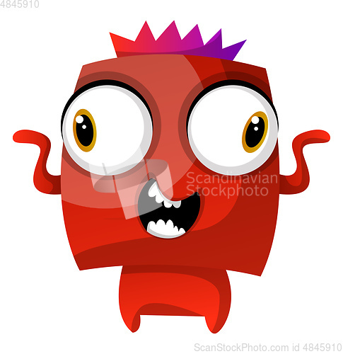 Image of Red dancing monster with a crown illustration vector on white ba