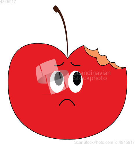 Image of Emoji of a sad half-bitten apple vector or color illustration