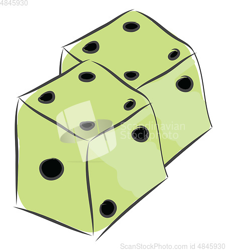 Image of Vector illustration on white background two white dices for game