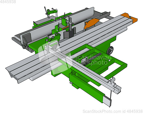 Image of 3D vector illustration of an industrial power press machine whit