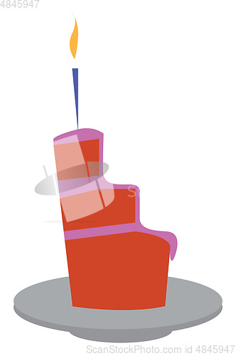 Image of A piece of three layer cake vector or color illustration