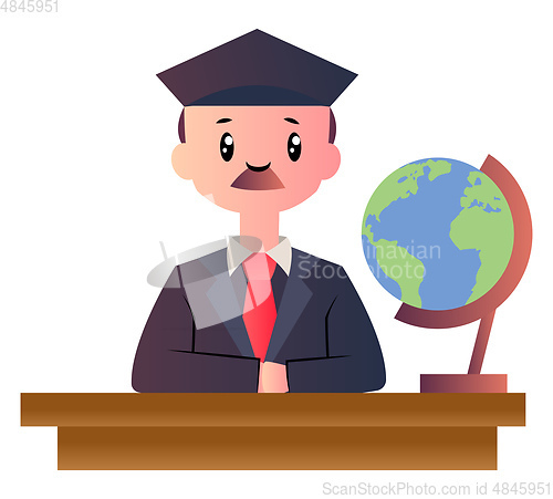 Image of Cartoon male student vector illustartion on white background