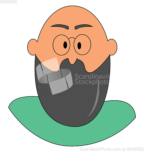 Image of Bold man with beard and glasses illustration vector on white bac
