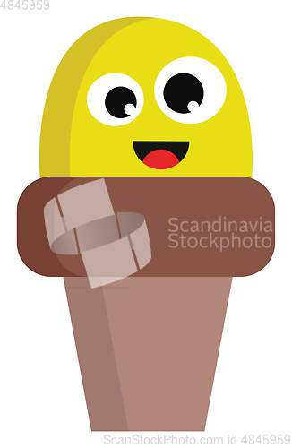 Image of A yellow cartoon ice cream vector or color illustration