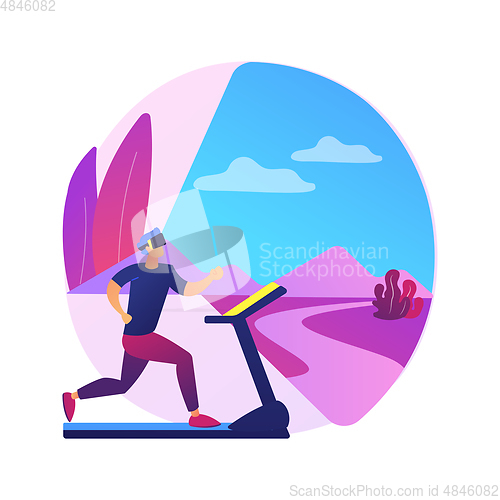 Image of VR fitness gym abstract concept vector illustration.